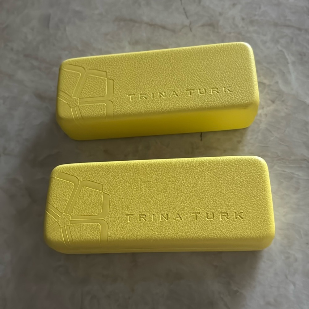 Lot of 2 Trina Turk Lemon‎ Yellow Eyeglass Clamshell Cases